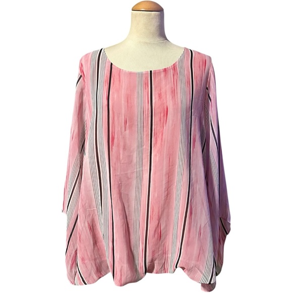 Alfani Stripe Blouse NWT Pink Multicolor 2X - Picture 1 of 3